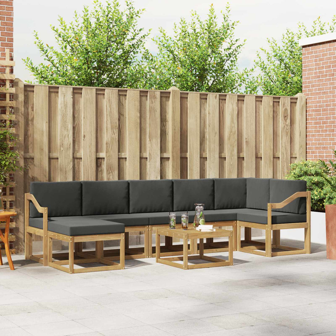 vidaXL Conjunto de sofás de exterior 8 uds. Blanco y Antracita