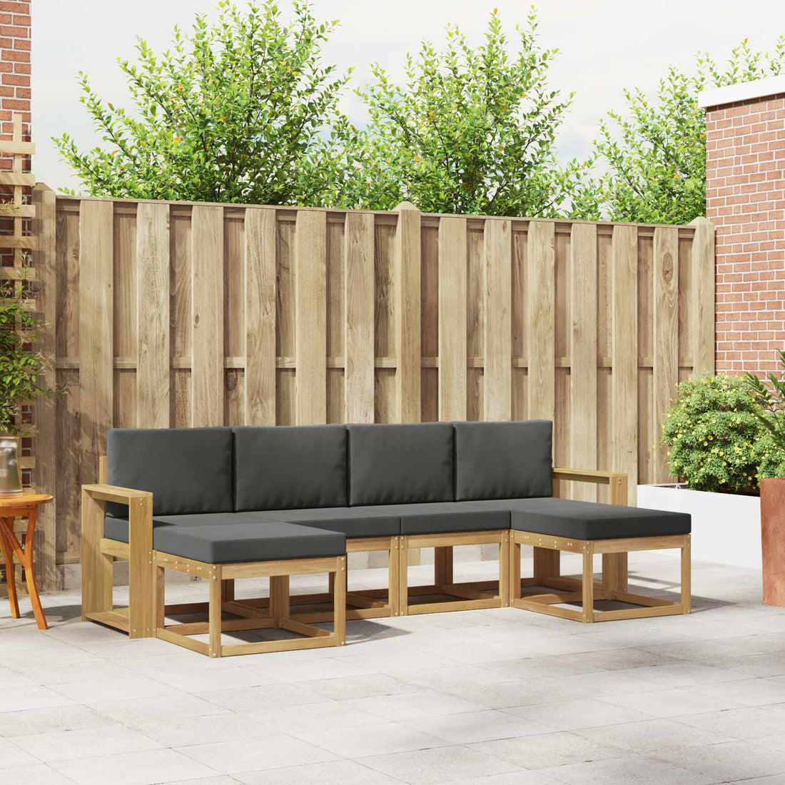 vidaXL Conjunto de sofás de exterior 6 uds. Blanco y Antracita