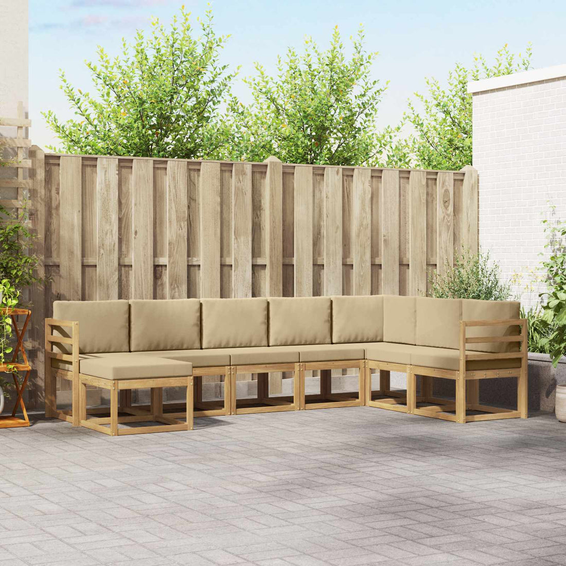 vidaXL Conjunto de sofás de exterior 8 uds. y Beige