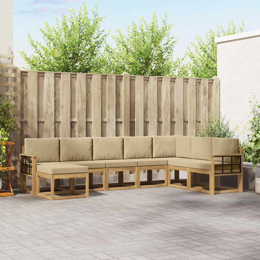 vidaXL Conjunto de sofás de exterior 8 uds. y Beige