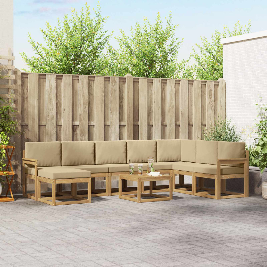 vidaXL Conjunto de sofás de exterior 9 uds. y Beige