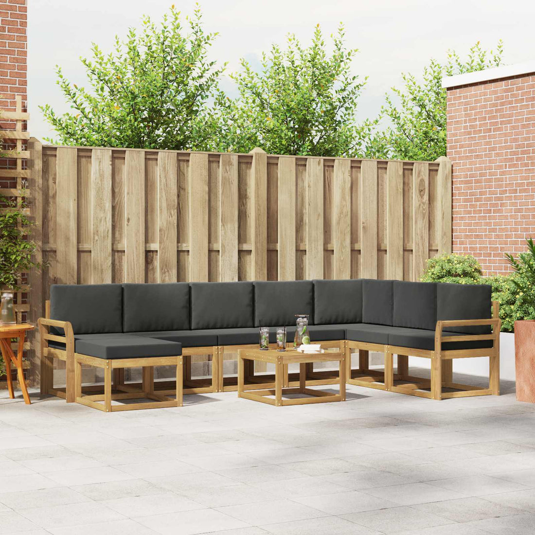 vidaXL Conjunto de sofás de exterior 9 uds. Blanco y Antracita