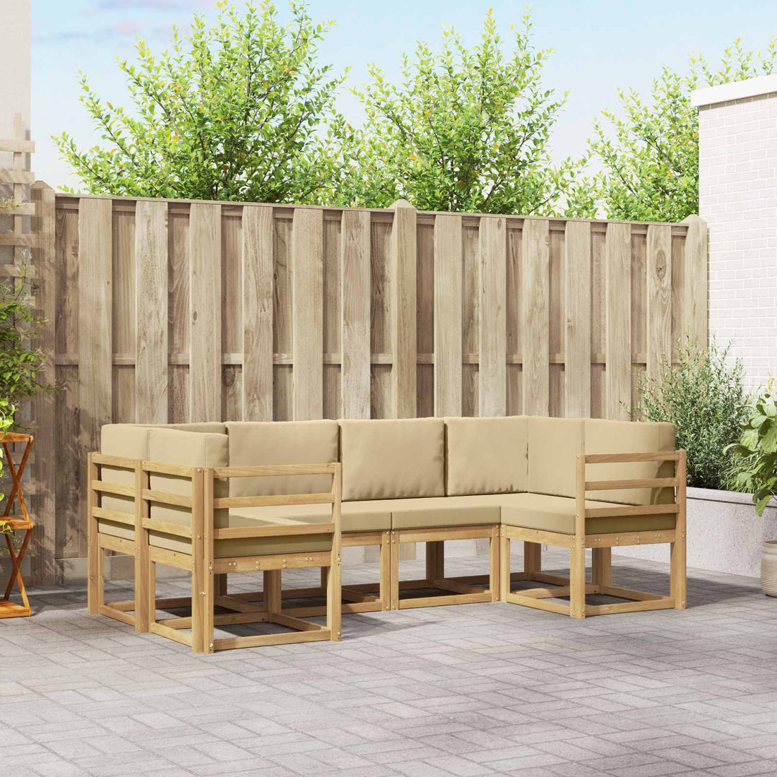 vidaXL Conjunto de sofás de exterior 6 uds. y Beige