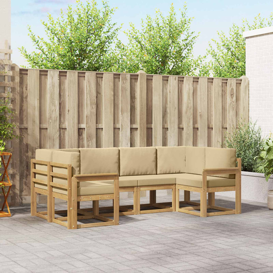 vidaXL Conjunto de sofás de exterior 6 uds. y Beige