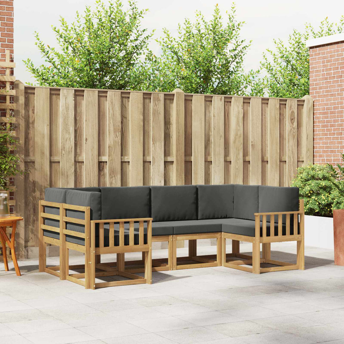 vidaXL Conjunto de sofás de exterior 6 uds. Blanco y Antracita