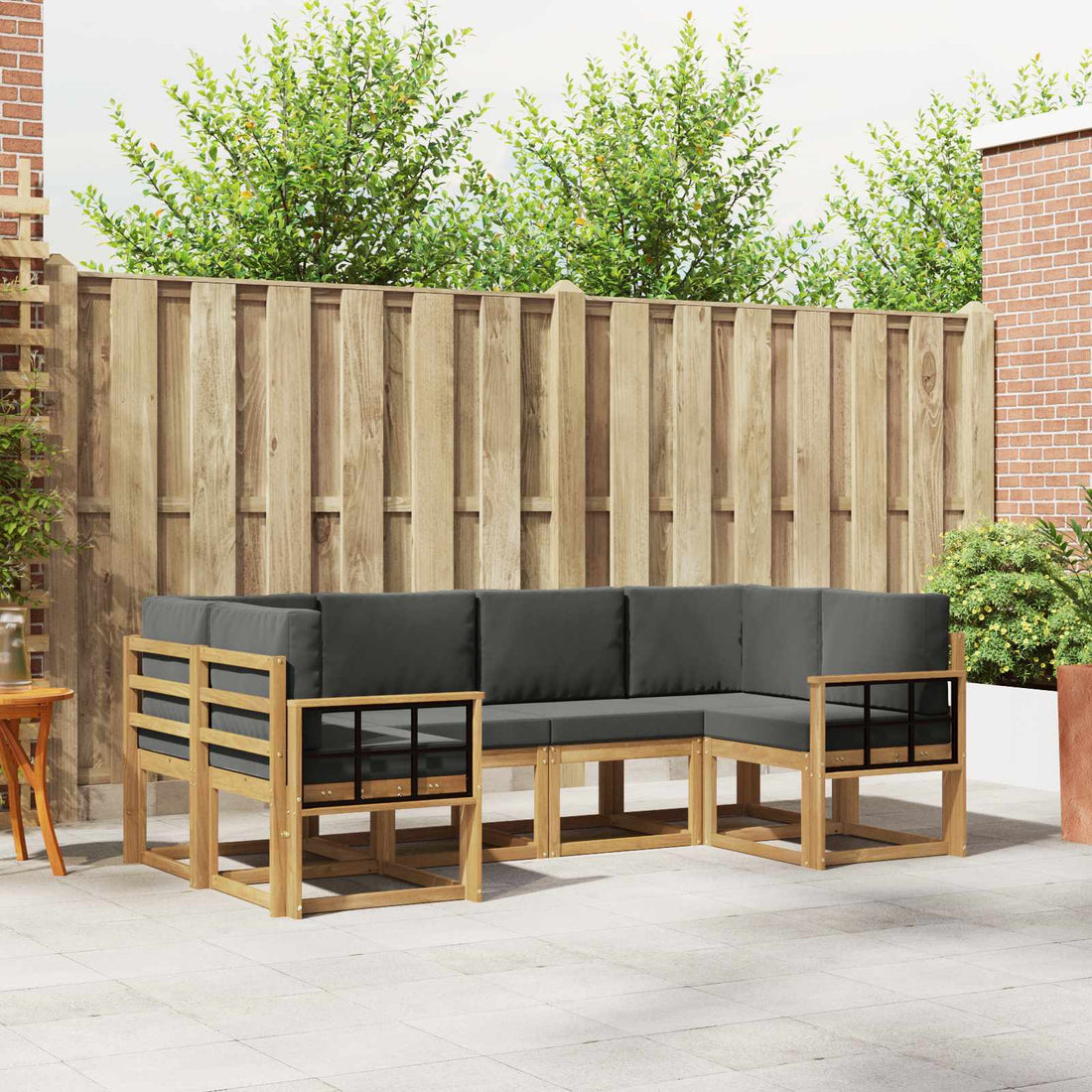 vidaXL Conjunto de sofás de exterior 6 uds. Blanco y Antracita