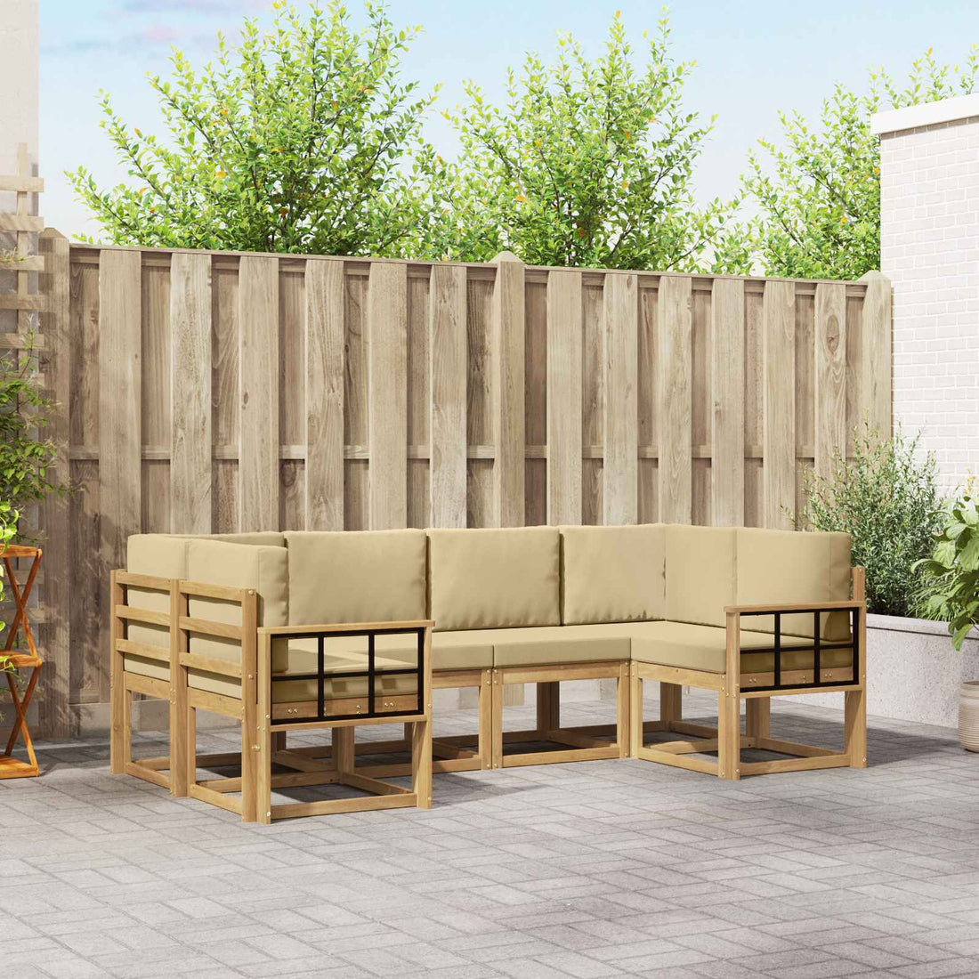 vidaXL Conjunto de sofás de exterior 6 uds. y Beige