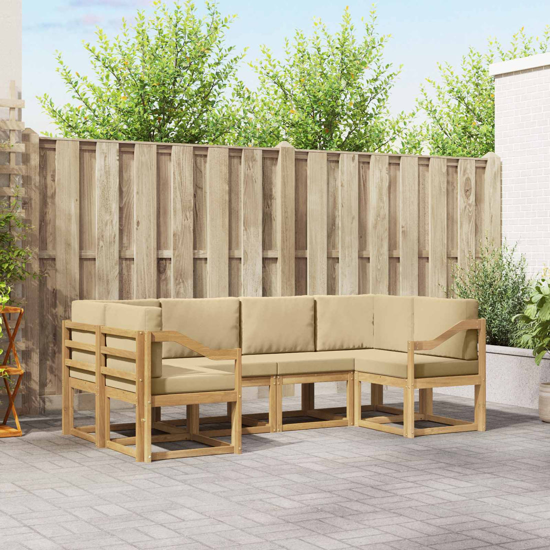 vidaXL Conjunto de sofás de exterior 6 uds. y Beige