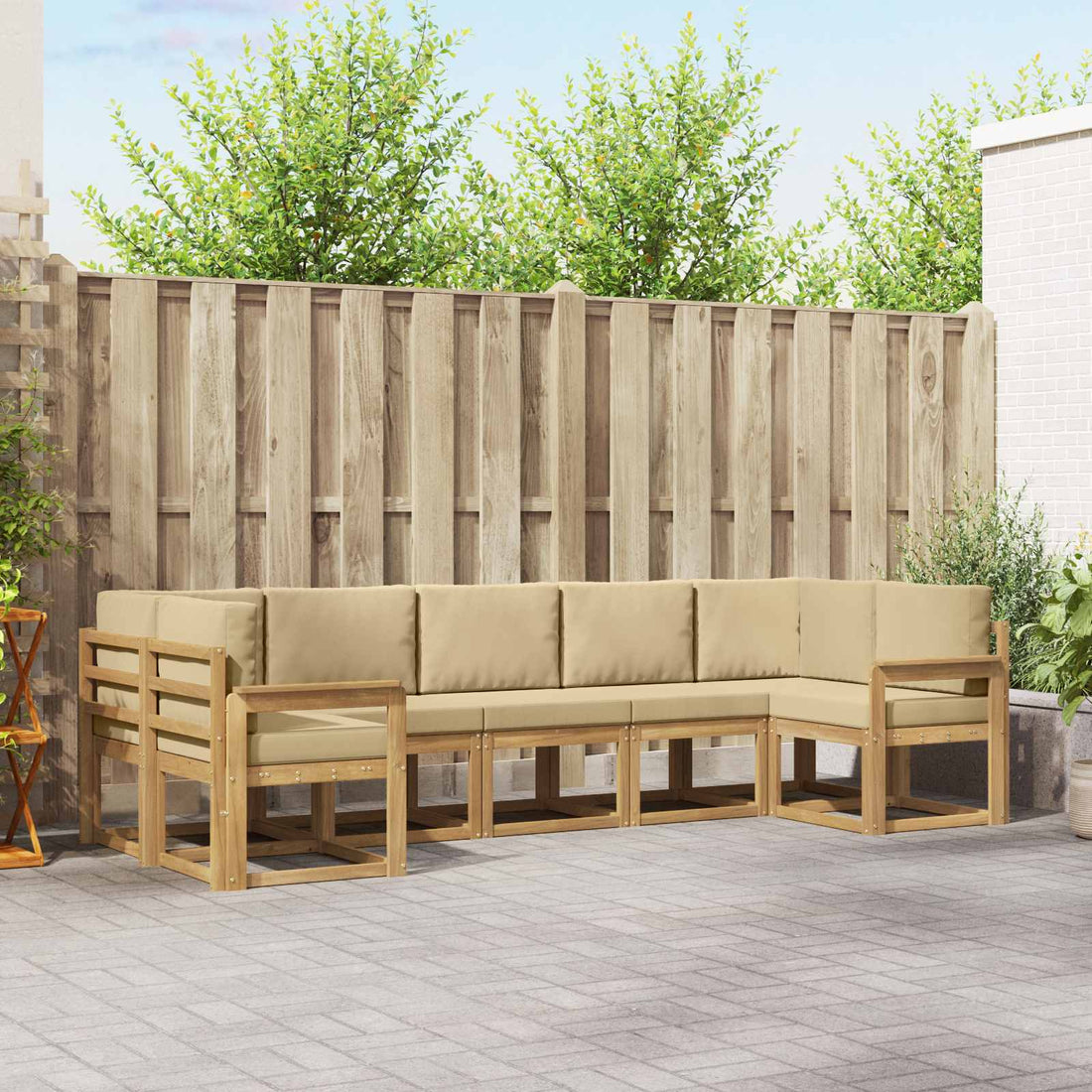 vidaXL Conjunto de sofás de exterior 7 uds. y Beige
