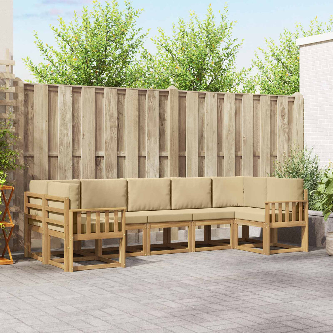 vidaXL Conjunto de sofás de exterior 7 uds. y Beige