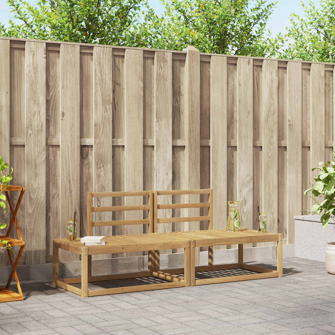 vidaXL Conjunto de sofás de exterior 2 uds. Blanco