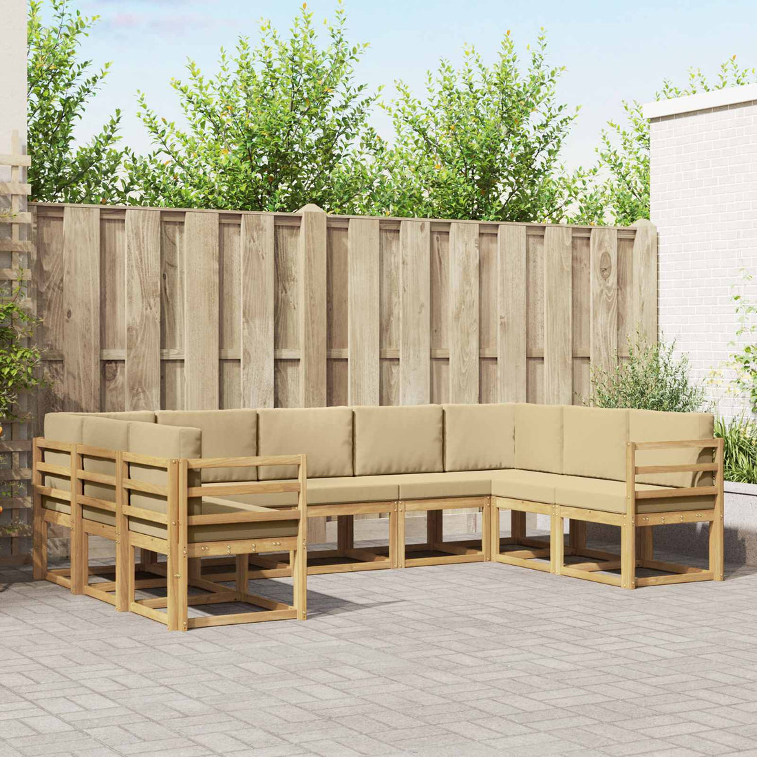 vidaXL Conjunto de sofás de exterior 9 uds. y Beige