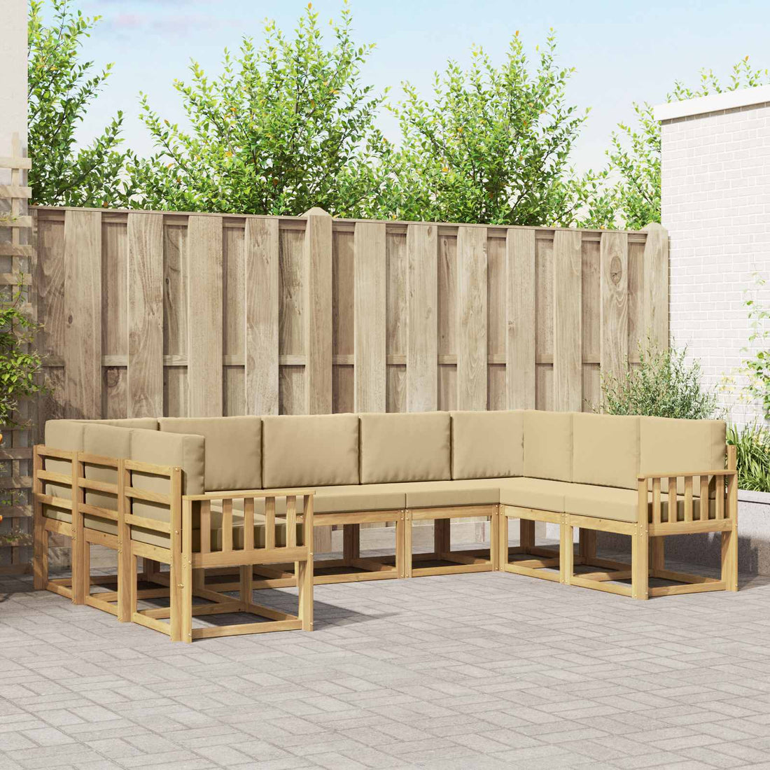 vidaXL Conjunto de sofás de exterior 9 uds. y Beige