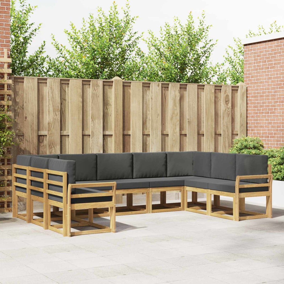 vidaXL Conjunto de sofás de exterior 9 uds. Blanco y Antracita
