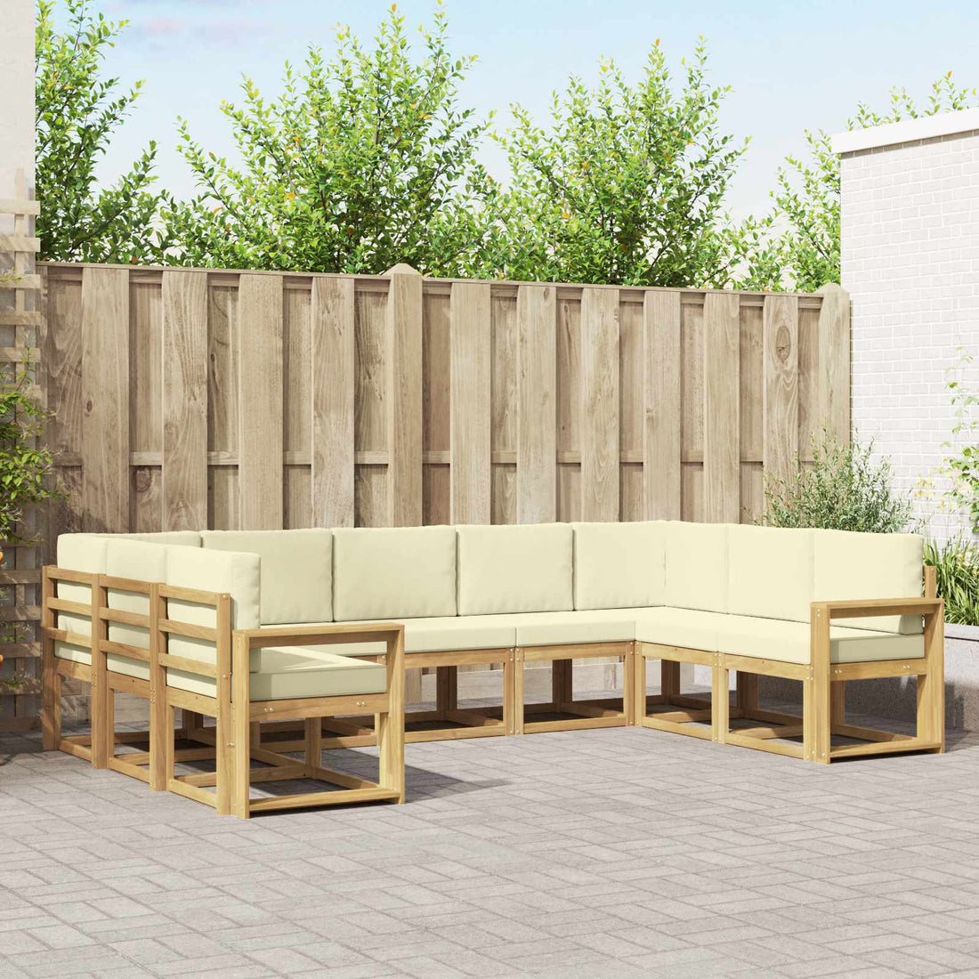 vidaXL Conjunto de sofás de exterior 9 uds. Blanco y Crema