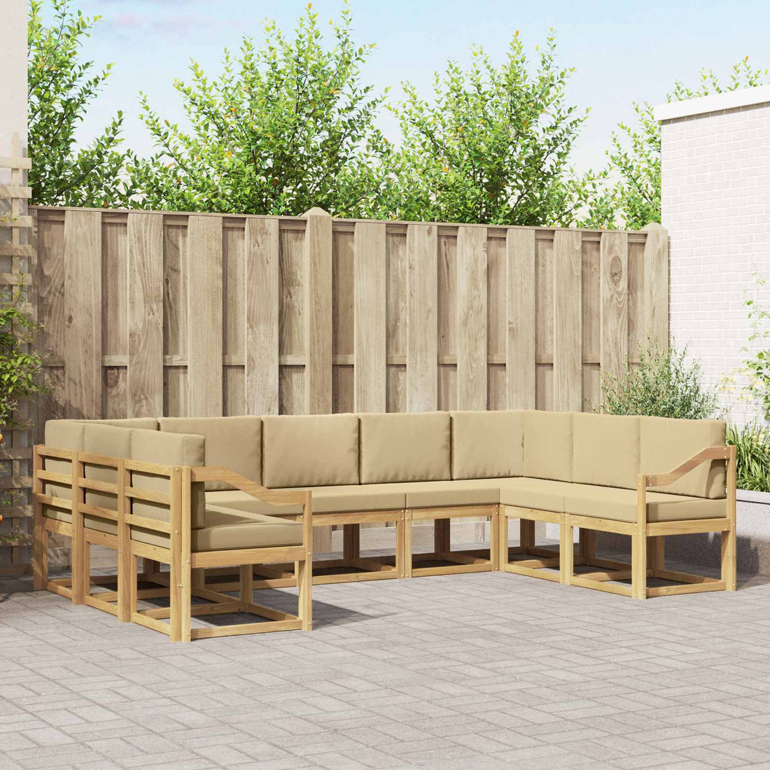 vidaXL Conjunto de sofás de exterior 9 uds. y Beige