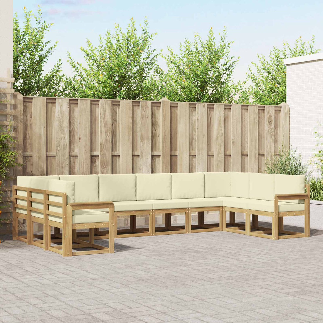 vidaXL Conjunto de sofás de exterior 10 uds. Blanco y Crema