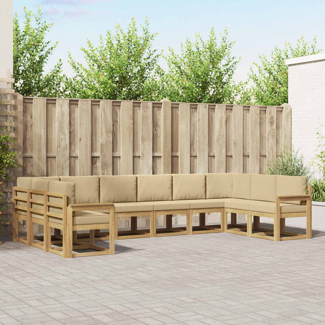 vidaXL Conjunto de sofás de exterior 10 uds. y Beige