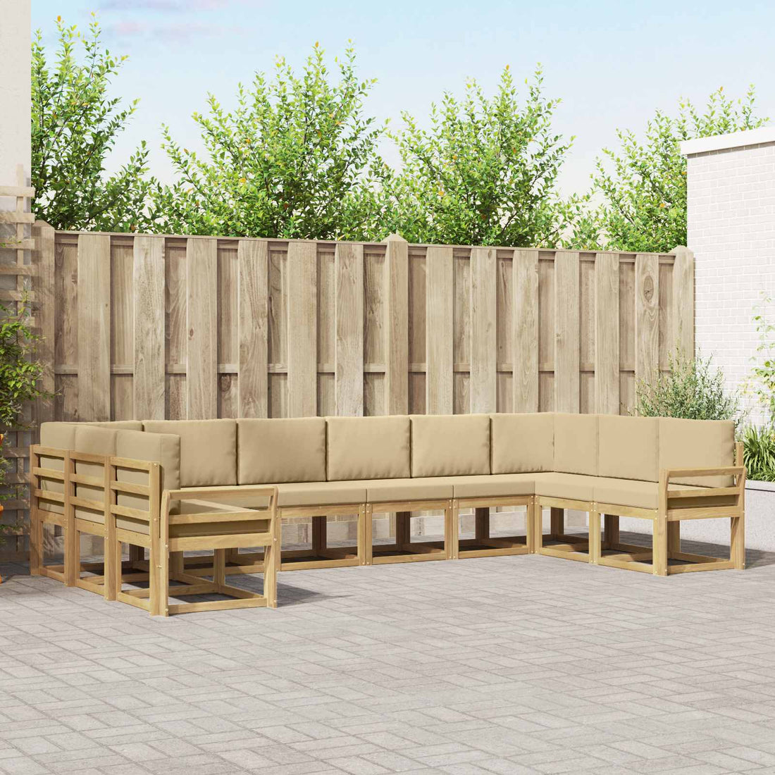 vidaXL Conjunto de sofás de exterior 10 uds. y Beige