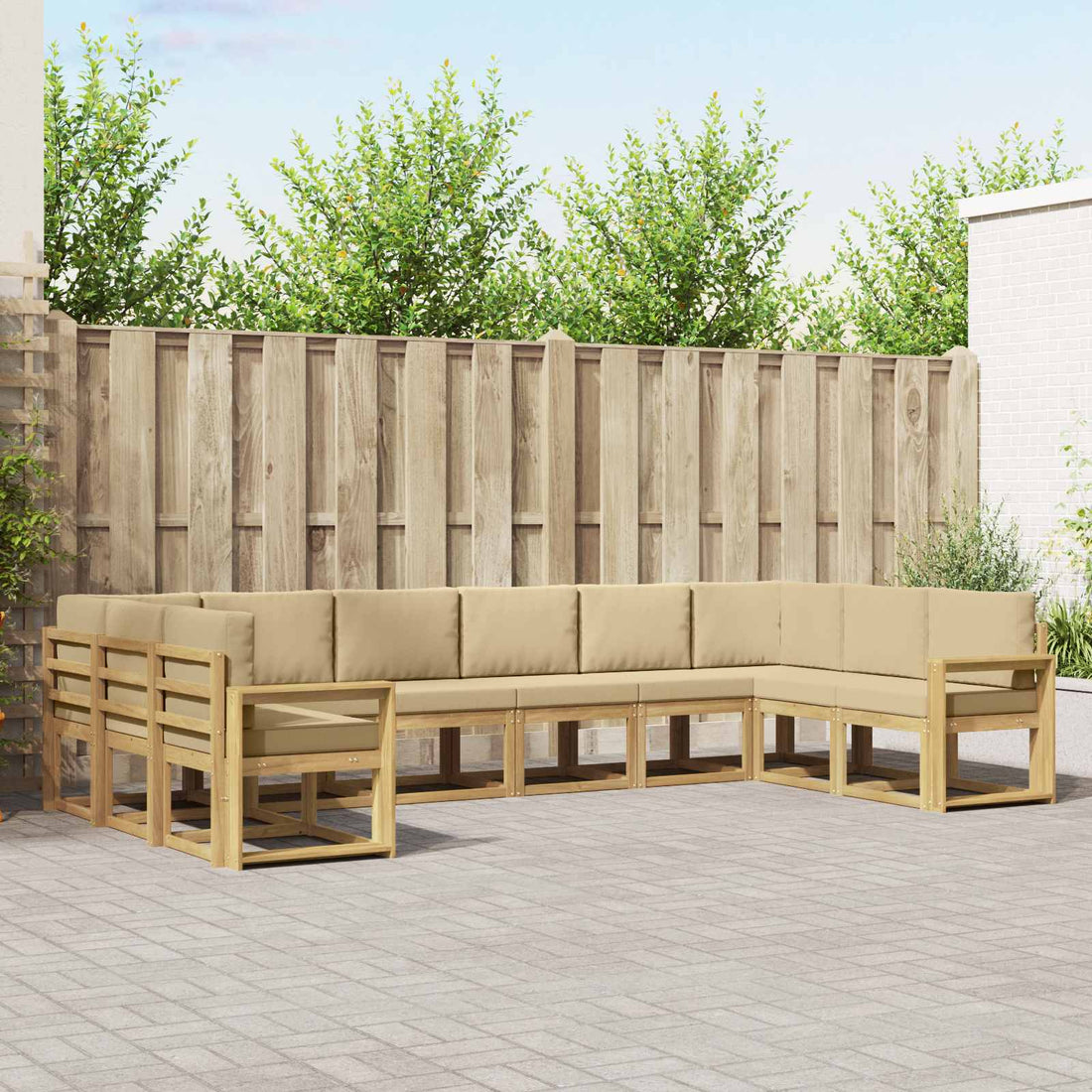 vidaXL Conjunto de sofás de exterior 10 uds. y Beige