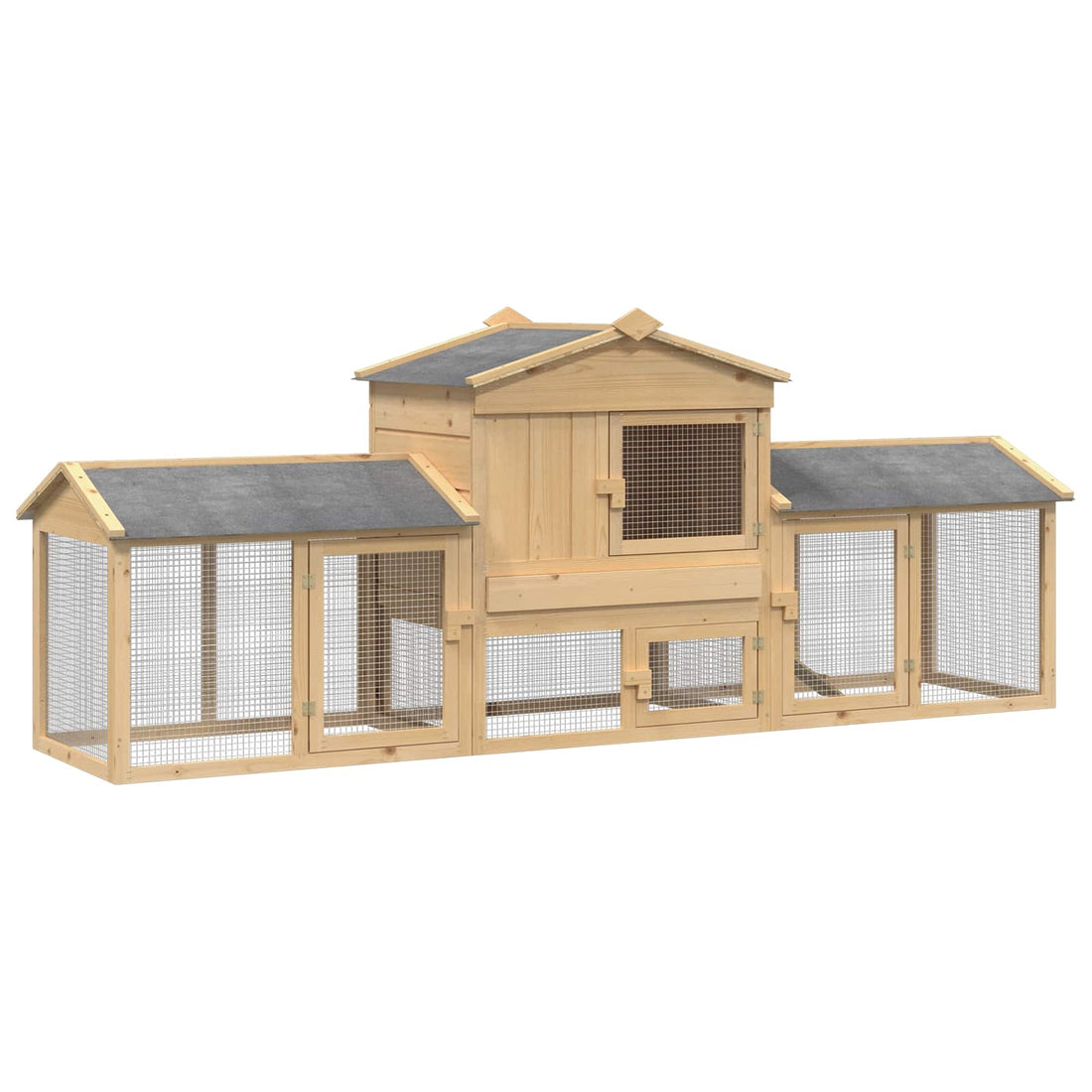 vidaXL Gallinero 3 uds. Marrón 225 x 60 x 89 cm Madera de Pino Maciza