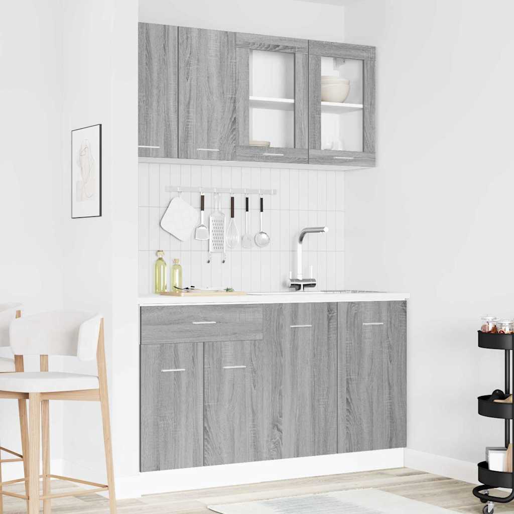 vidaXL Unidad de cocina LYON 4 uds. Sonoma gris Madera de ingeniería