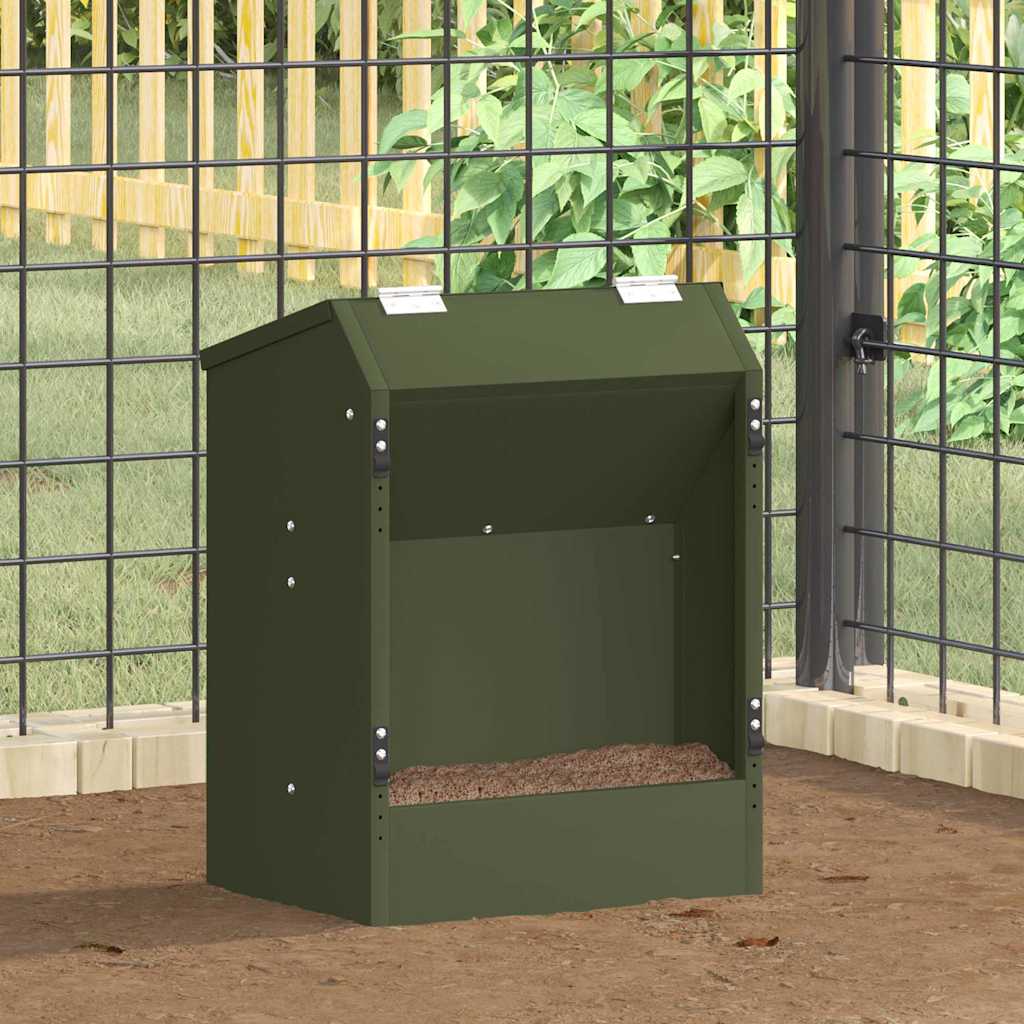 vidaXL Comedero para Conejos Verde oliva 33,5 x 25,5 x 45,5 cm 3 kg