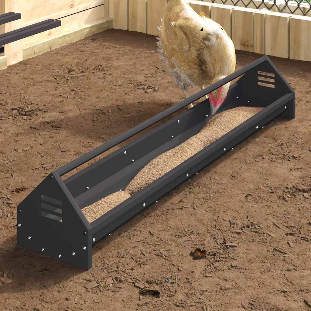 vidaXL Canalón de alimentación para pollos Negro 108 x 20,5 x 20 cm