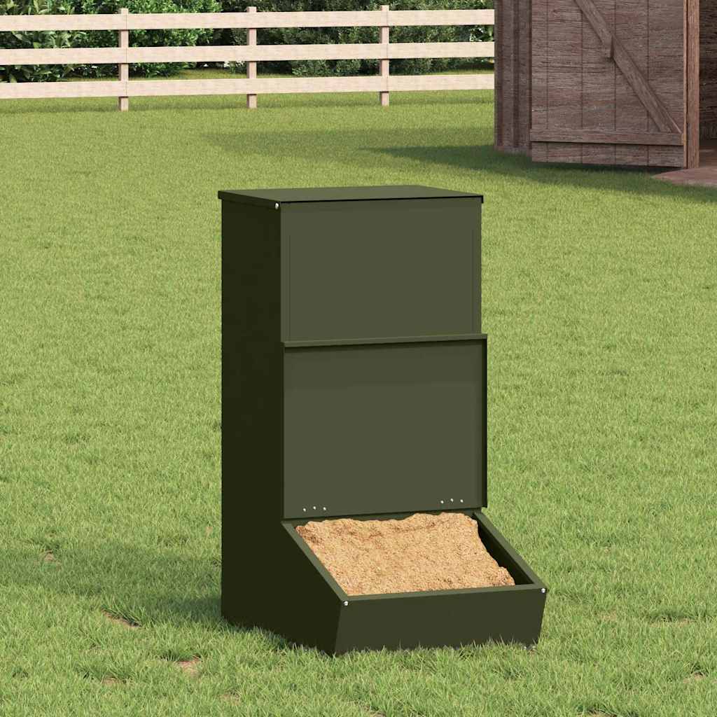 vidaXL Comedero para Cerdo Verde Oliva 55 x 38 x 76 cm 20 kg