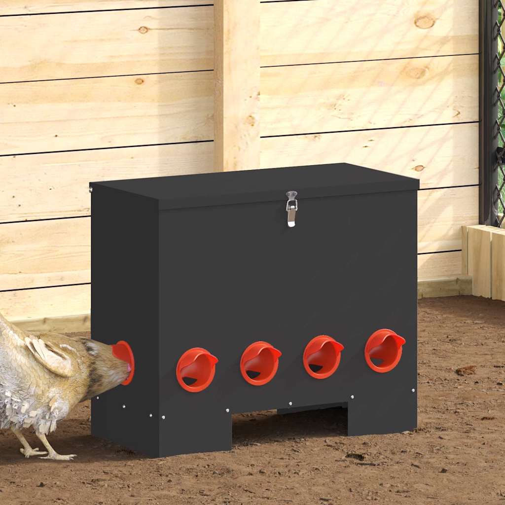 vidaXL Comedero para pollos Negro 60,5 x 29 x 51 cm 25 kg