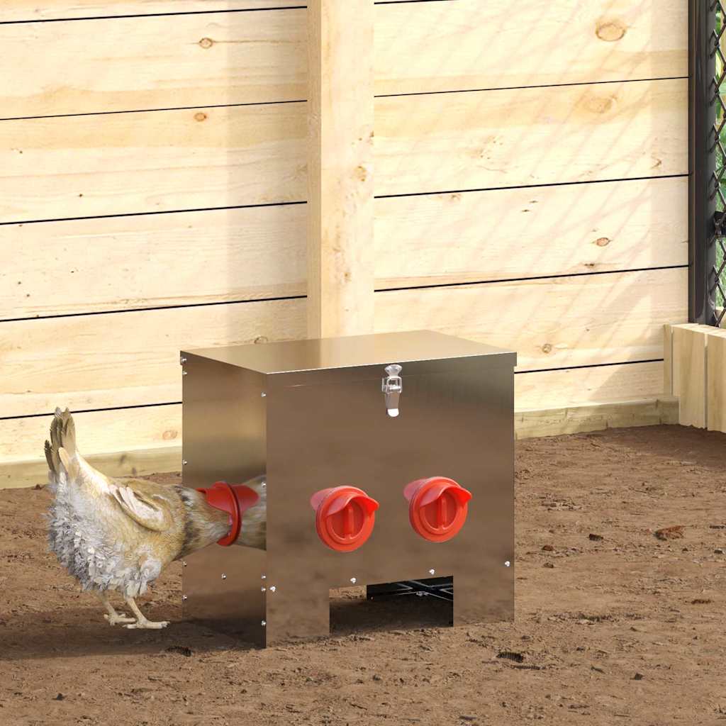 vidaXL Comedero para pollos Plateado 40,5 x 25 x 38 cm 20 kg