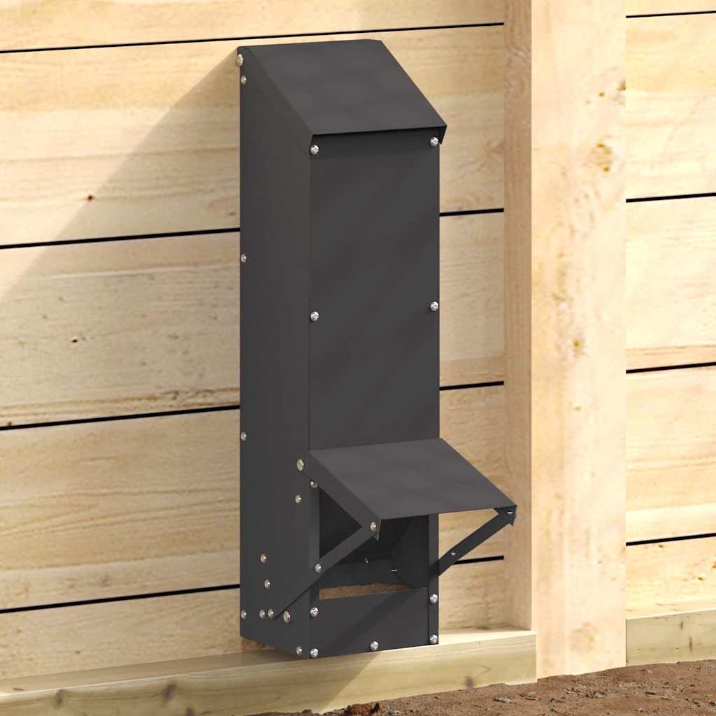 vidaXL Comedero para pollos Negro 13 x 12 x 51 cm