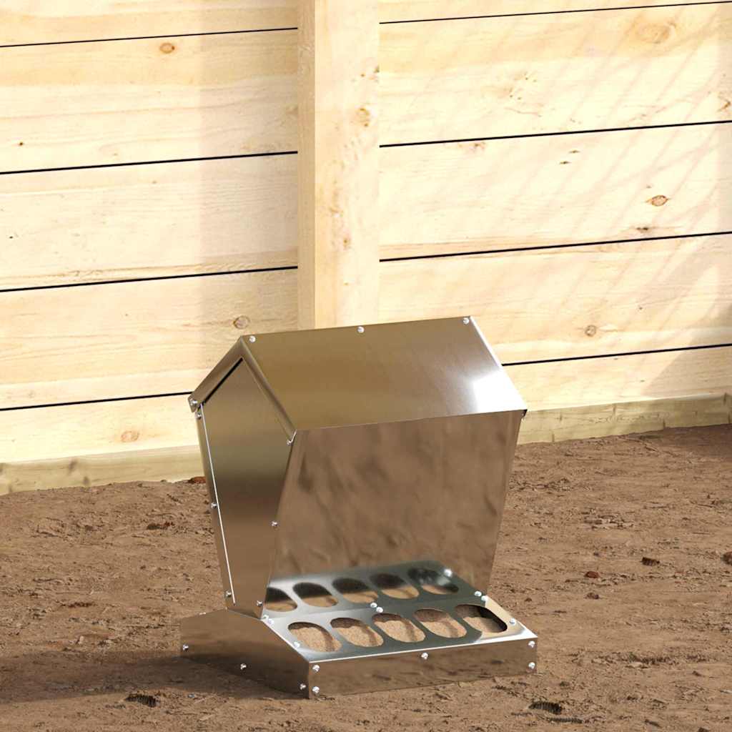 vidaXL Comedero para pollos Plateado 30 x 30 x 39 cm Acero Galvanizado