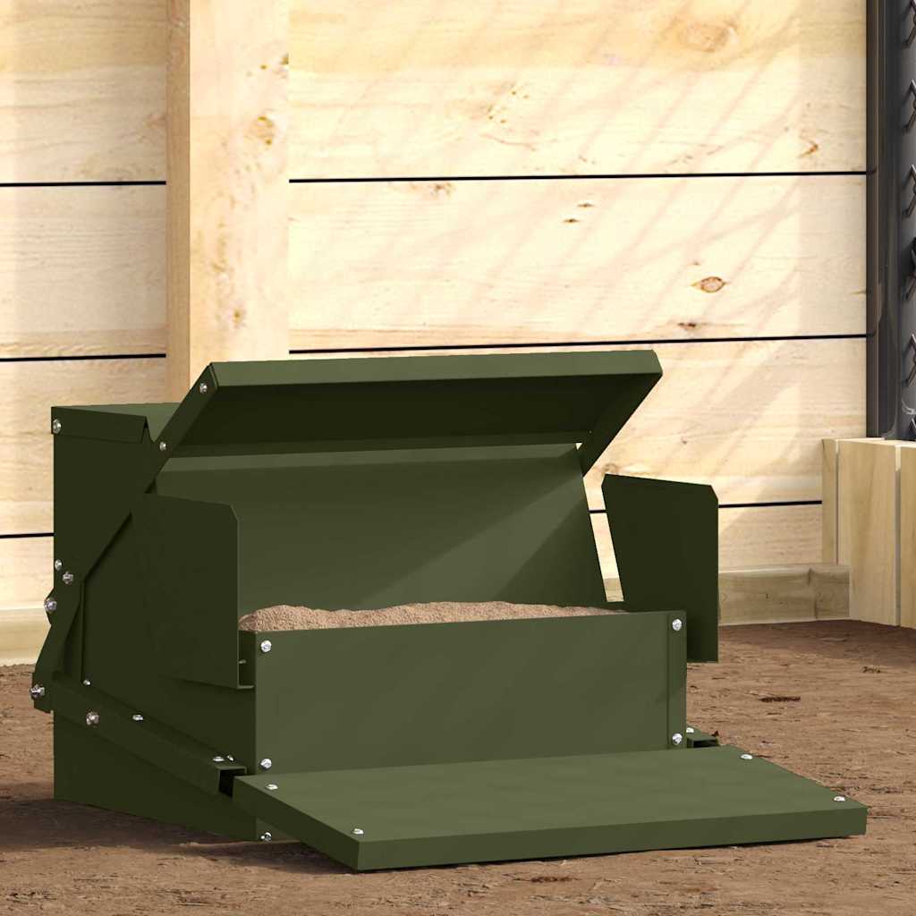 vidaXL Comedero de Pedal para Pollos Verde oliva 50 x 40 x 29 cm 2 kg