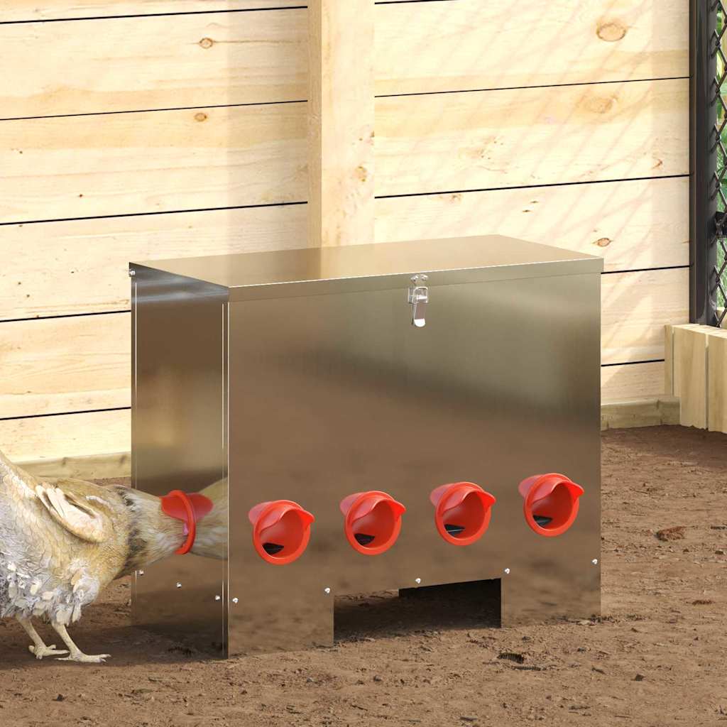 vidaXL Comedero para pollos 2 Plateado 60,5 x 29 x 51 cm 25 kg