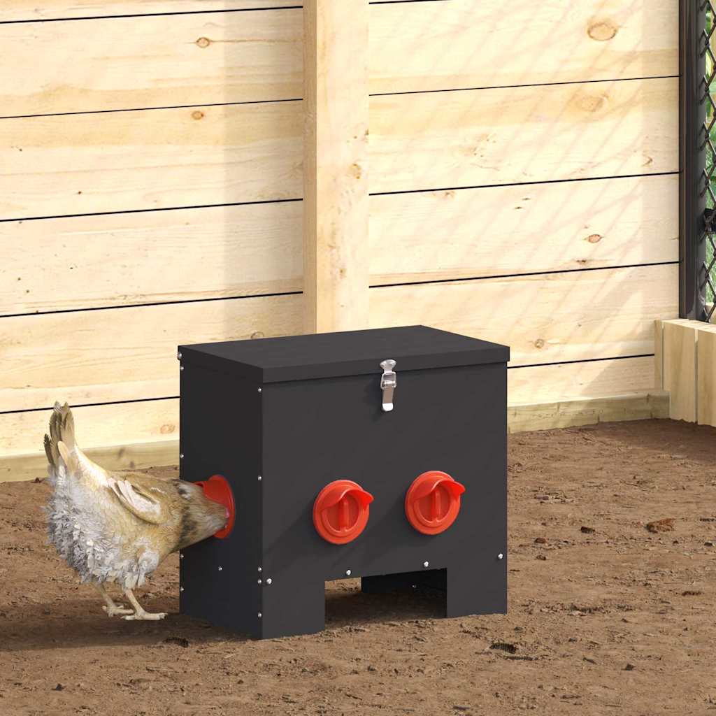 vidaXL Comedero para pollos 2 Negro 40,5 x 25 x 38 cm 20 kg
