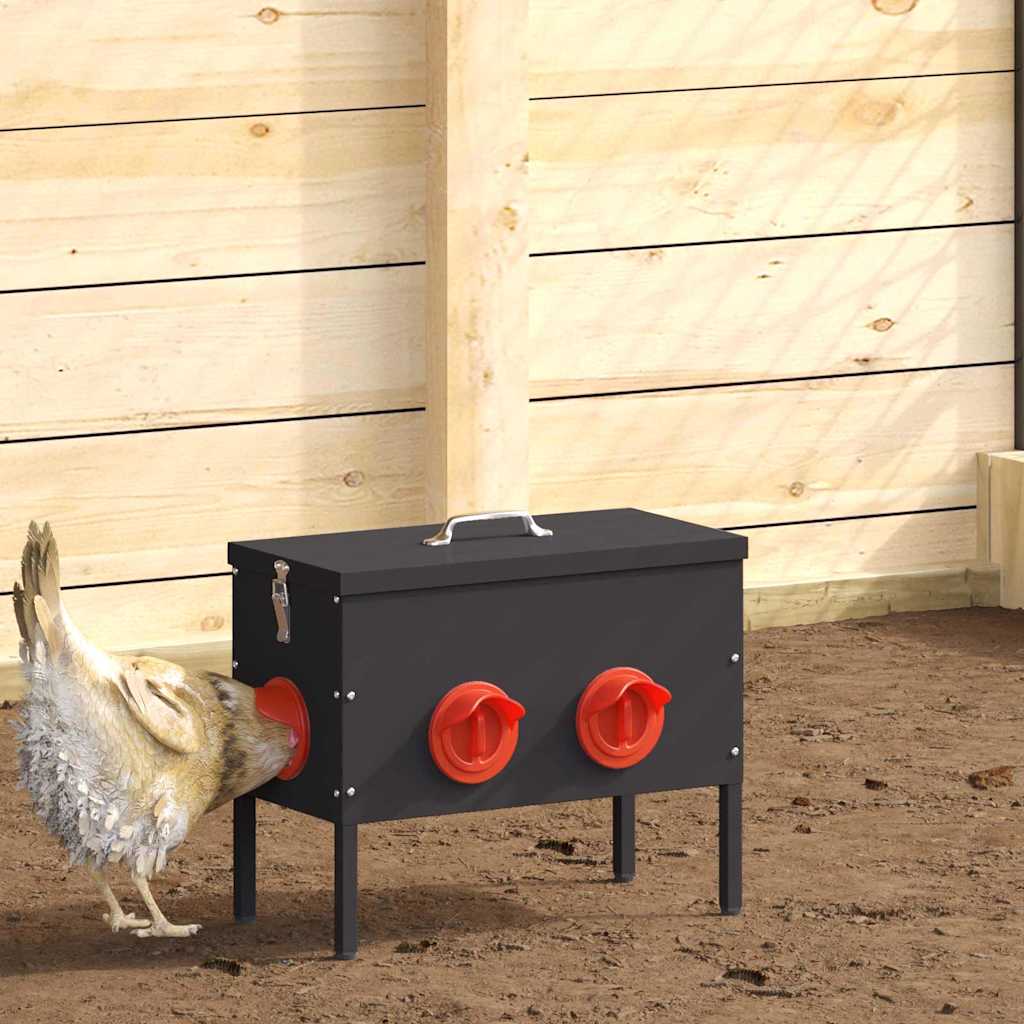 vidaXL Comedero para pollos 2 Negro 41,5 x 20,5 x 33 cm 15 kg