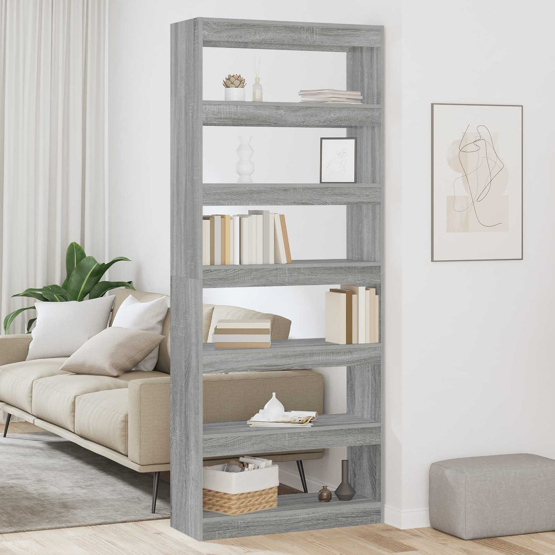 vidaXL Librería 6 niveles 80 x 30 x 198 cm Madera de ingeniería