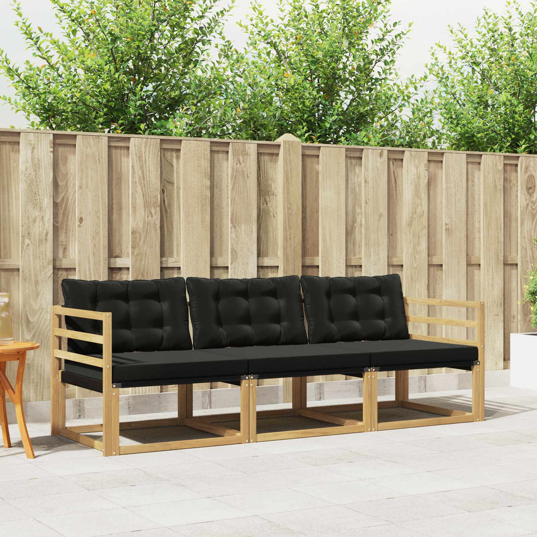 vidaXL Conjunto de sofás de exterior 3 uds. Blanco y Negro