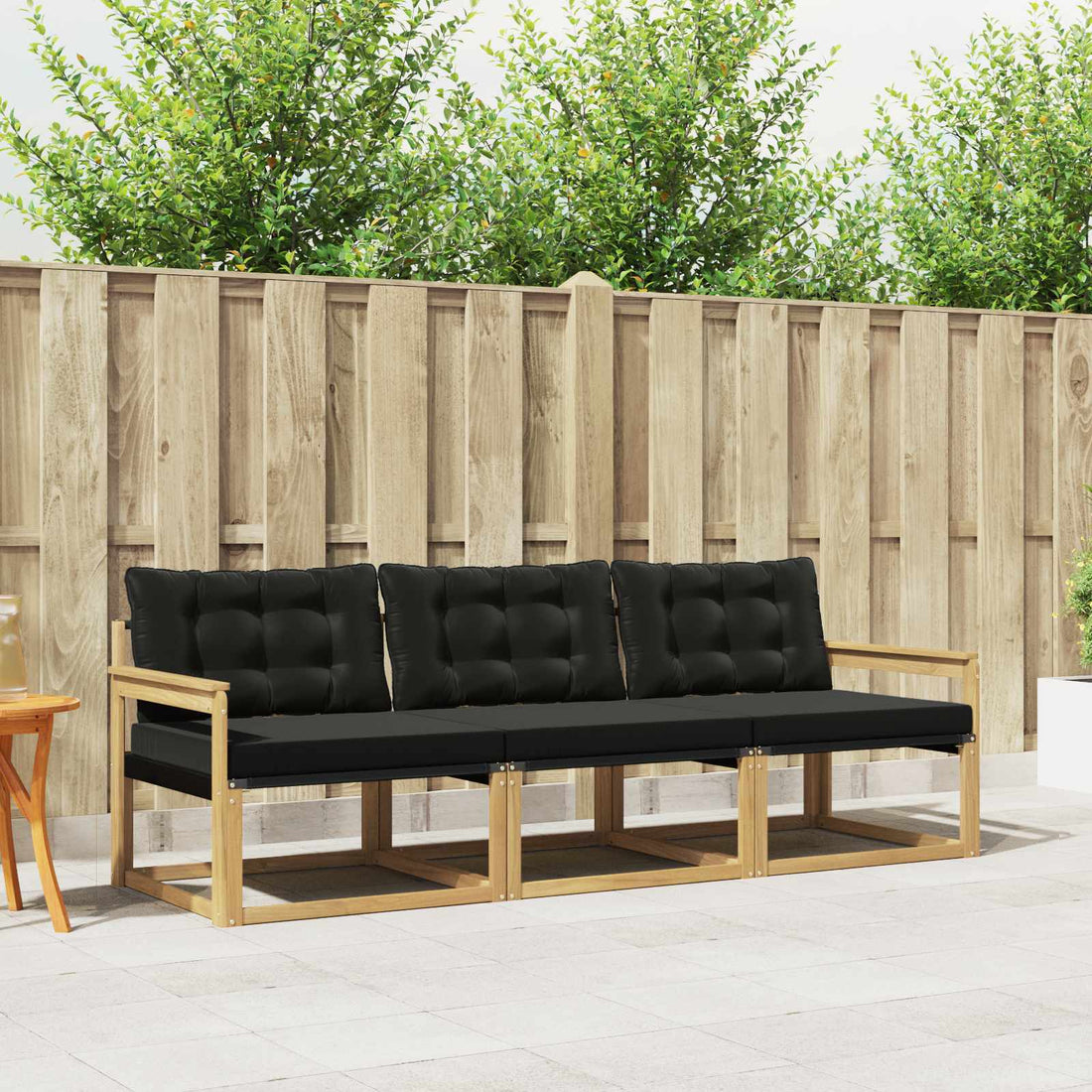 vidaXL Conjunto de sofás de exterior 3 uds. Blanco y Negro