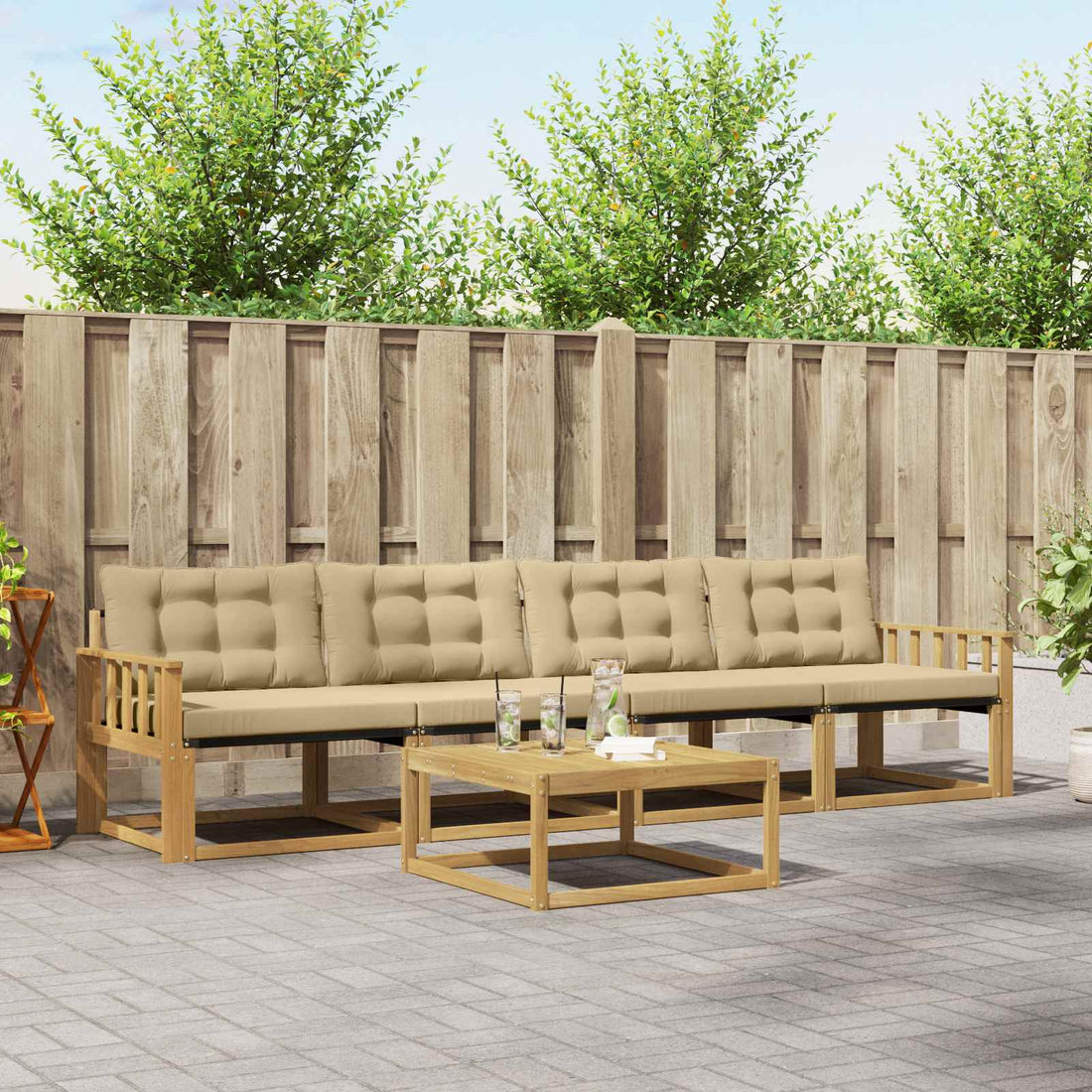vidaXL Conjunto de sofás de exterior 5 uds. y Beige