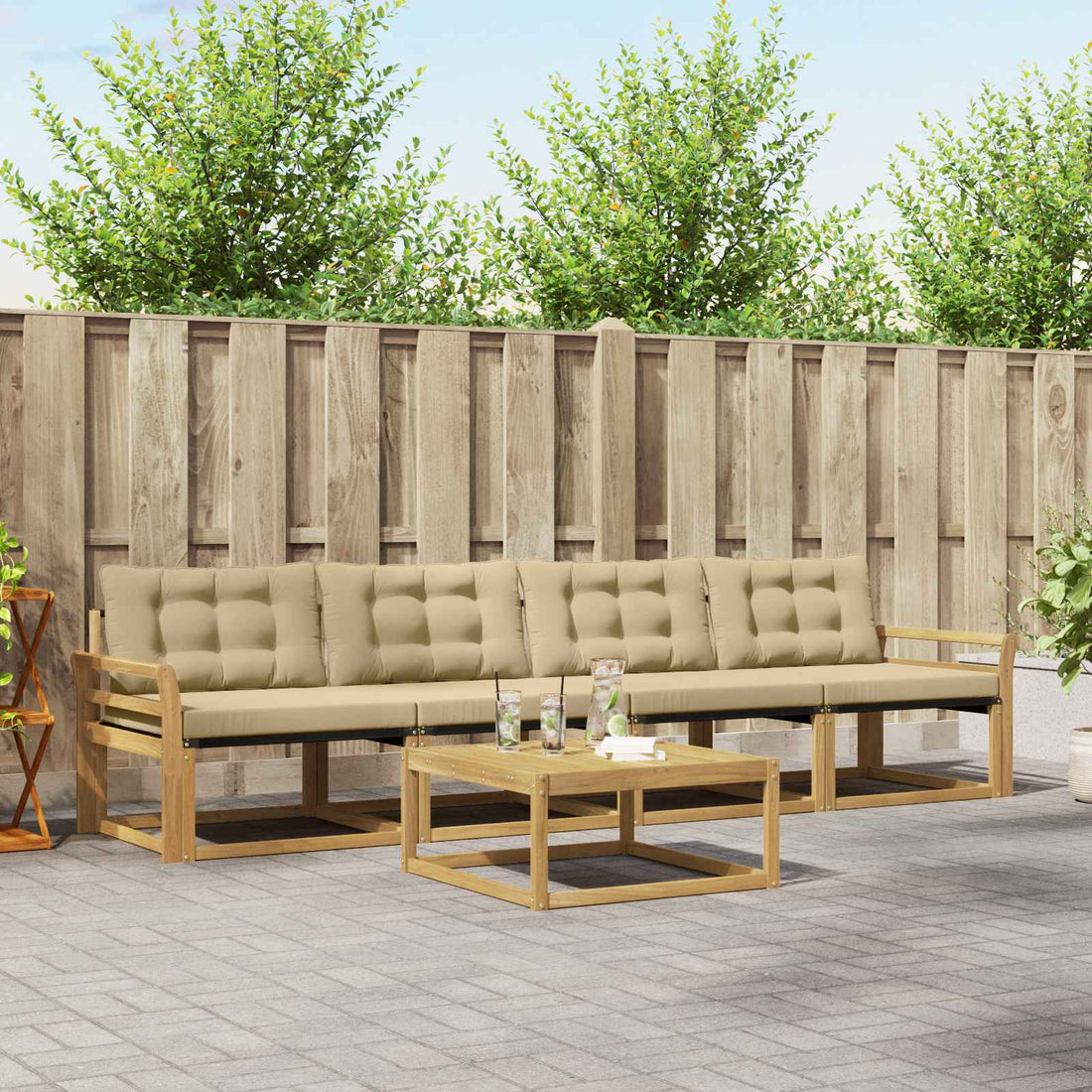 vidaXL Conjunto de sofás de exterior 5 uds. y Beige