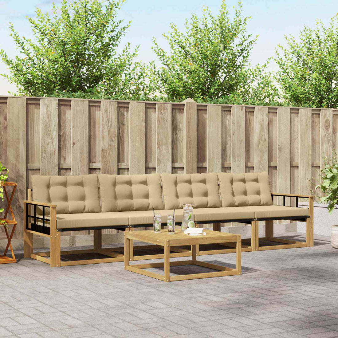 vidaXL Conjunto de sofás de exterior 5 uds. y Beige
