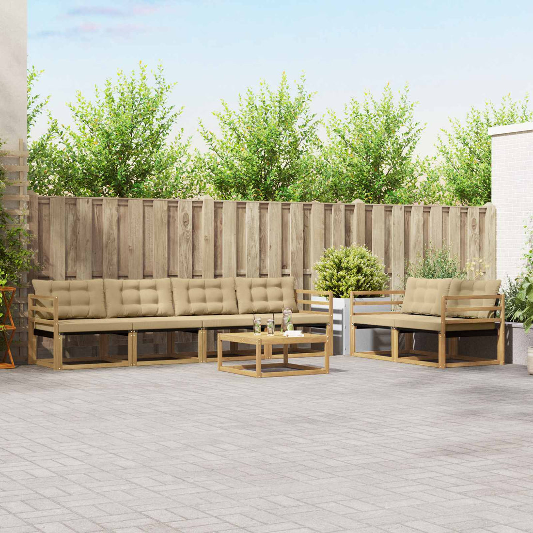 vidaXL Conjunto de sofás de exterior 7 uds. y Beige