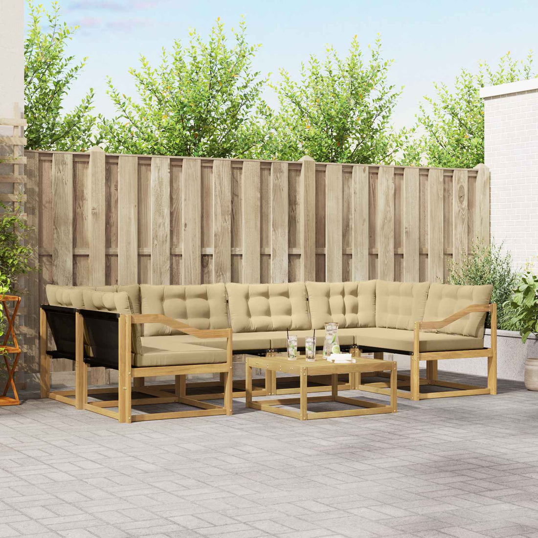vidaXL Conjunto de sofás de exterior 7 uds. y Beige