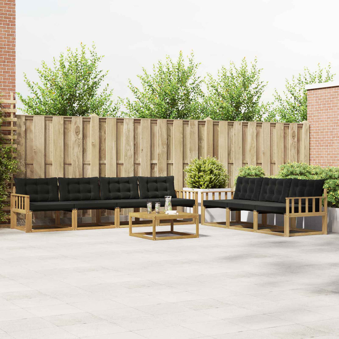 vidaXL Conjunto de sofás de exterior 8 uds. Blanco y negro