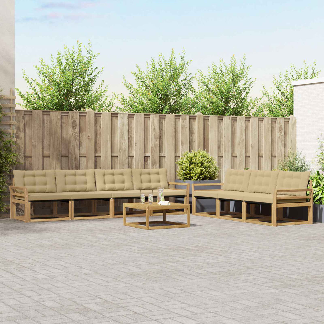 vidaXL Conjunto de sofás de exterior 8 uds. y Beige