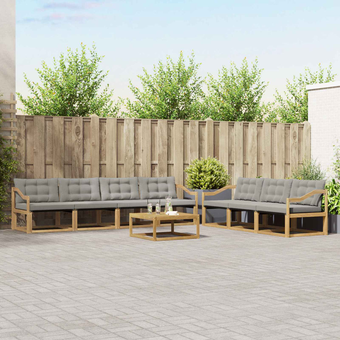 vidaXL Conjunto de sofás de exterior 8 uds. Blanco y Gris Claro