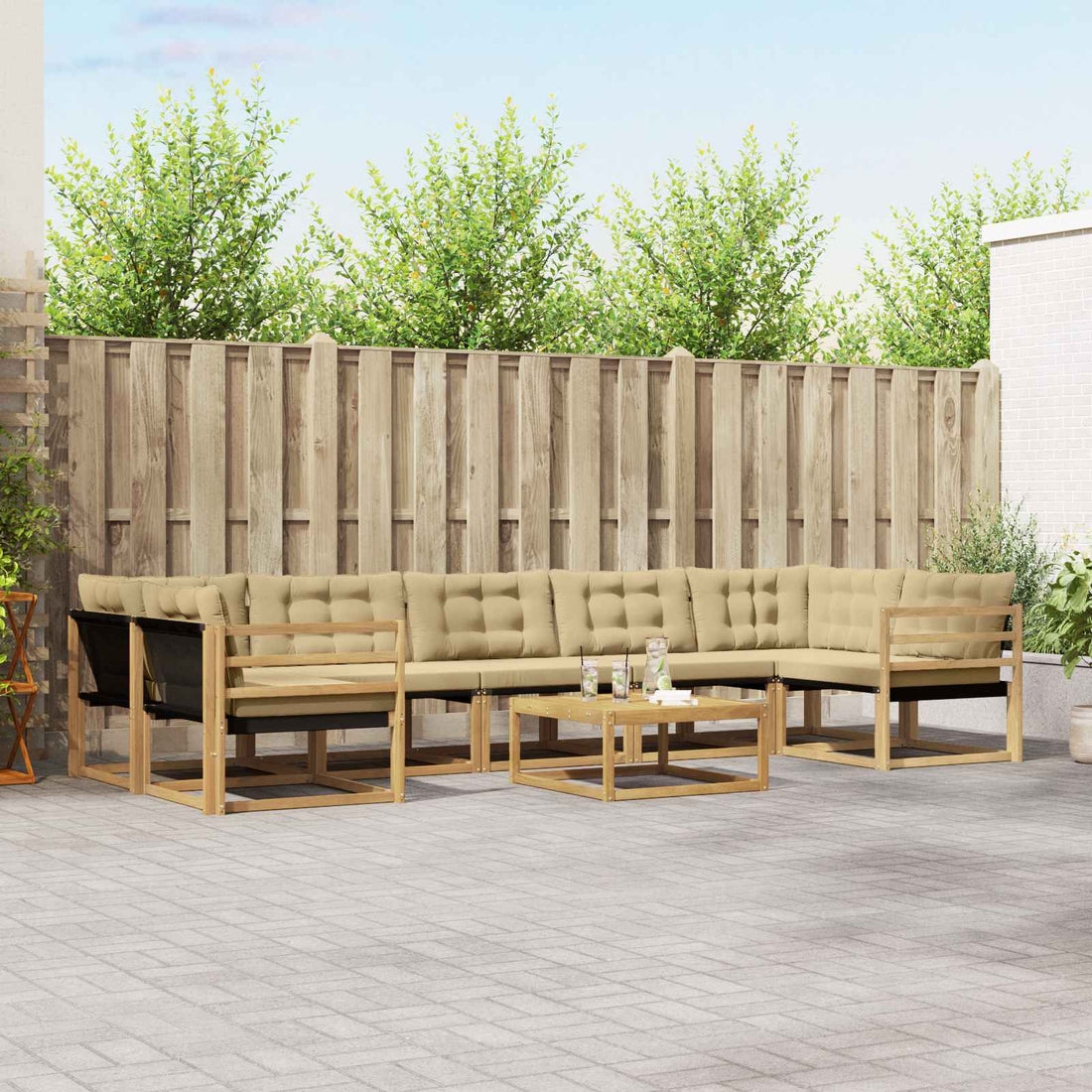 vidaXL Conjunto de sofás de exterior 8 uds. y Beige