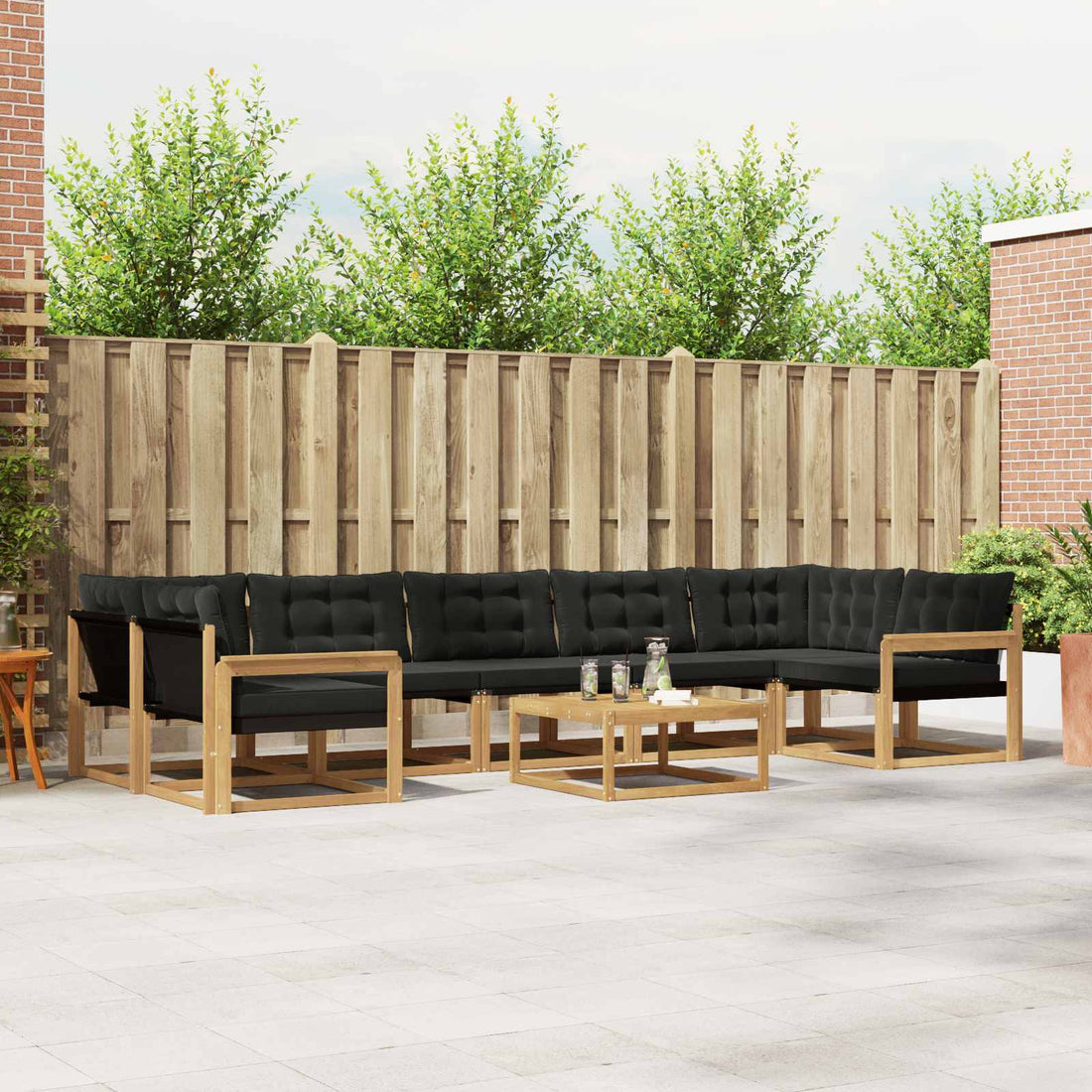 vidaXL Conjunto de sofás de exterior 8 uds. Blanco y Negro